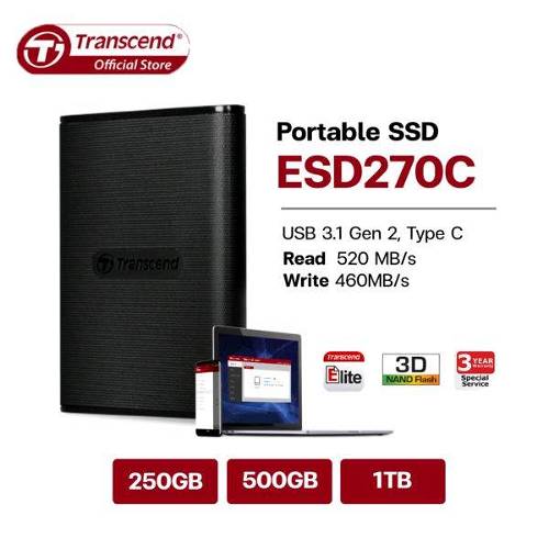 Transcend ESD270C 1 To USB-C - Disque SSD Externe - Disque dur externe -  Transcend