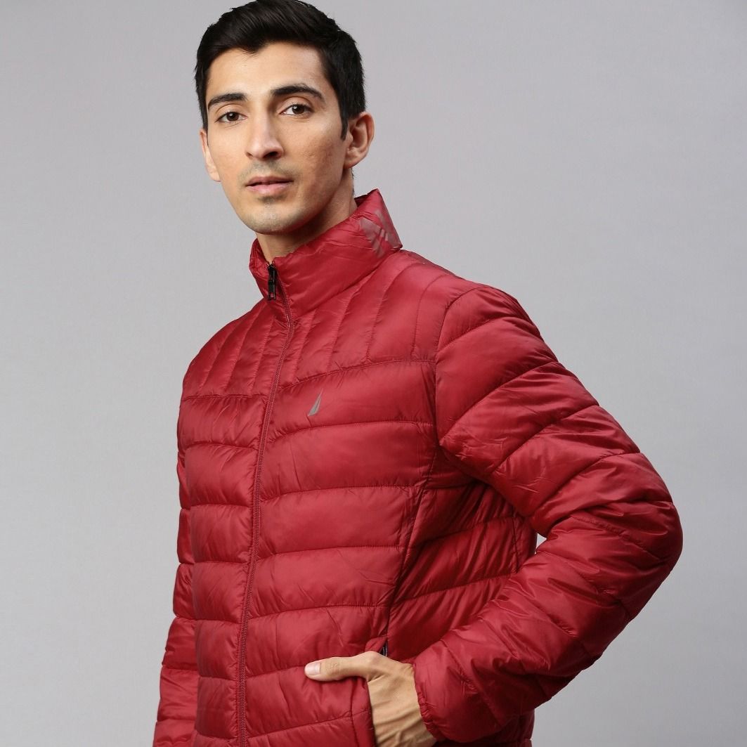 red hooded rain jacket